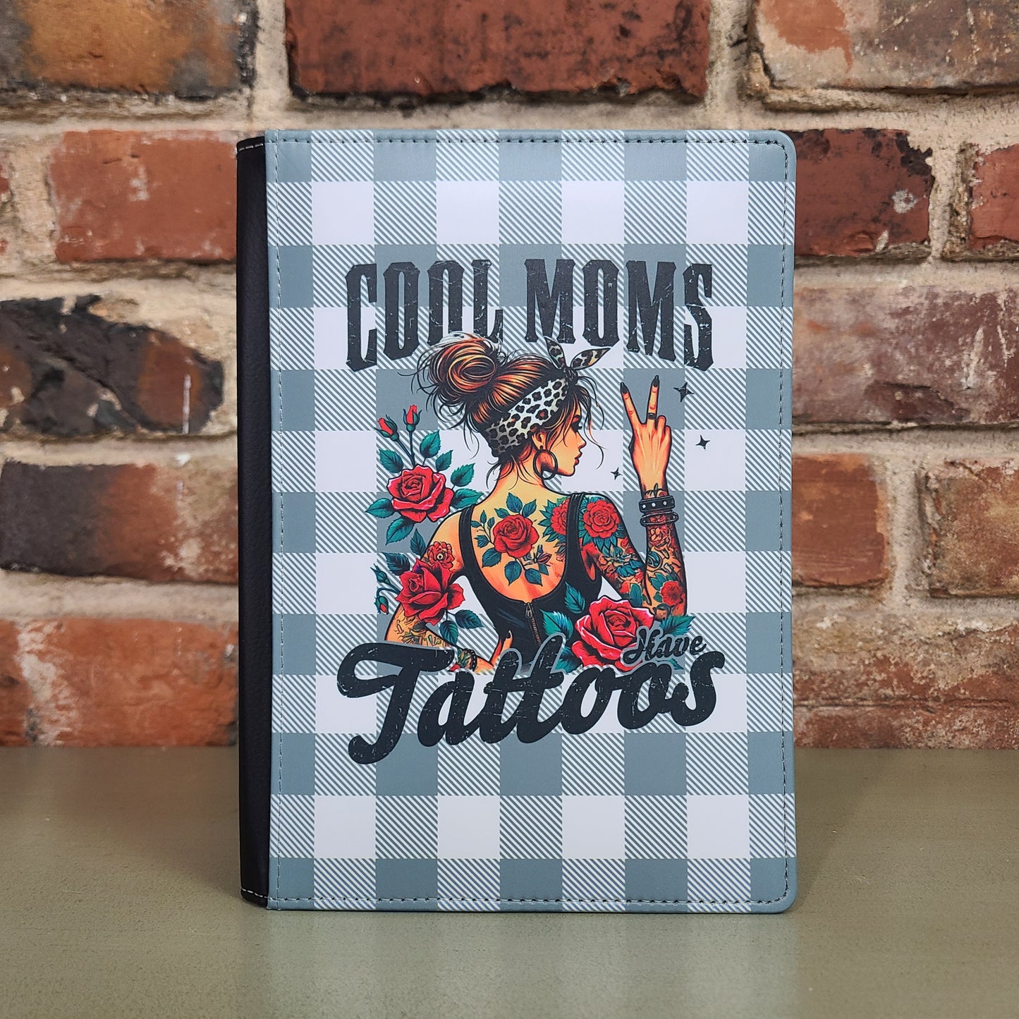 Cool Mom Tattoo Journal, Black and White Plaid