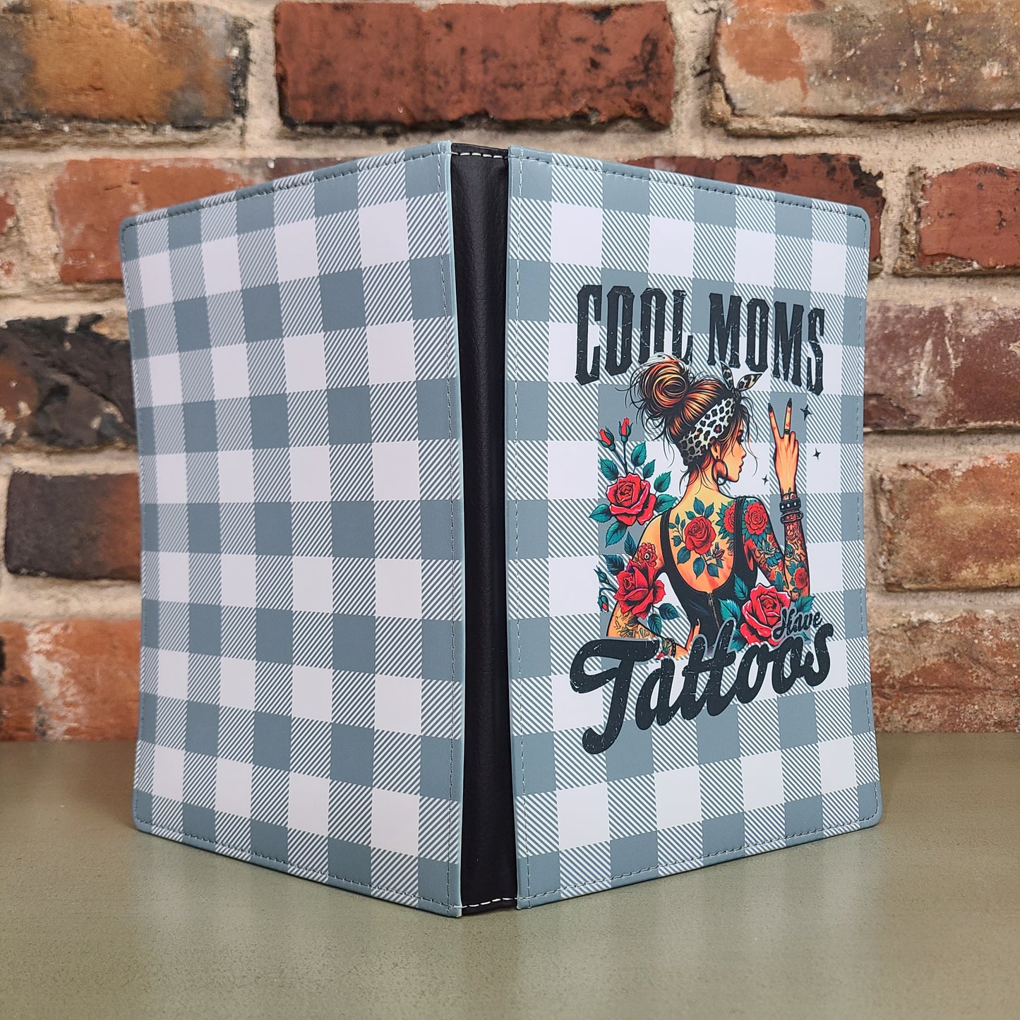 Cool Mom Tattoo Journal, Black and White Plaid