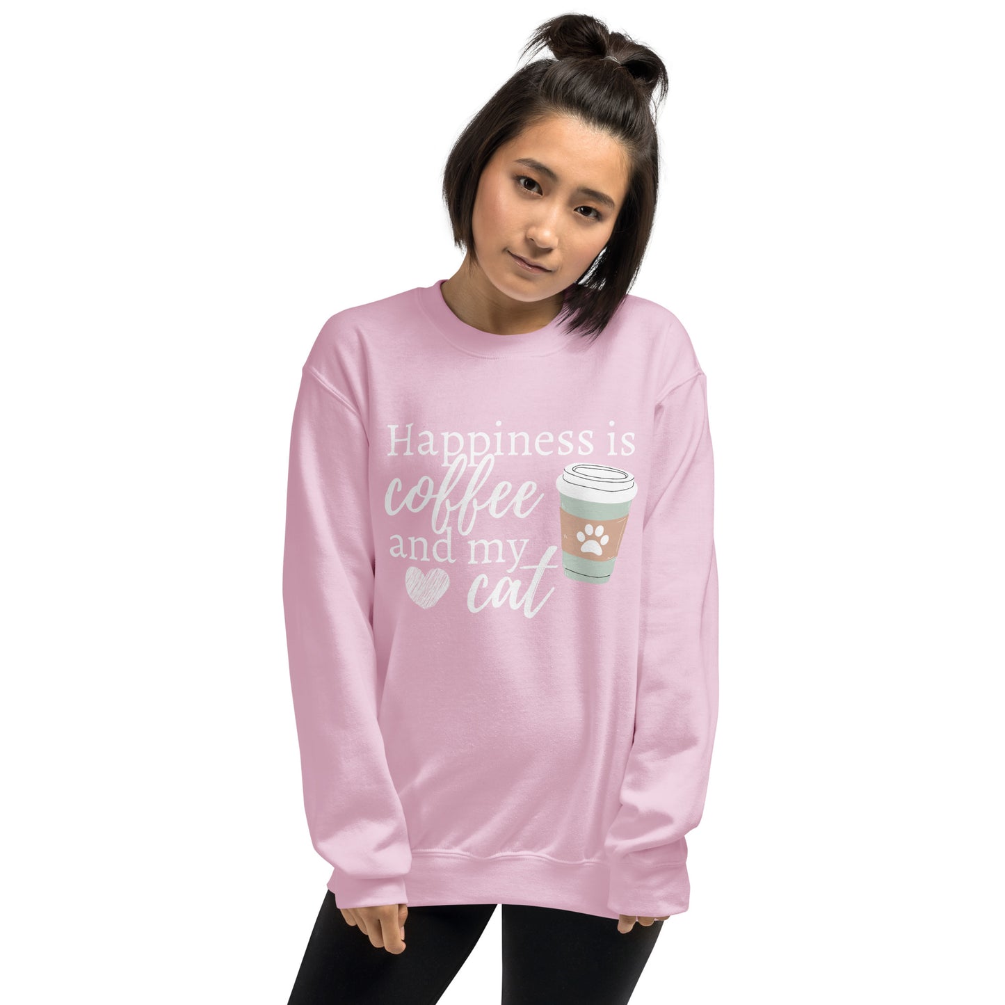 Happiness is Coffee and My Cat, Cat Lover, Coffee Lover, Cat Sweatshirt, Coffee Sweatshirt, Coffee Addict, Cute Sweatshirt Unisex Sweatshirt