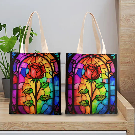 Rose Stained Glass Tote Bag