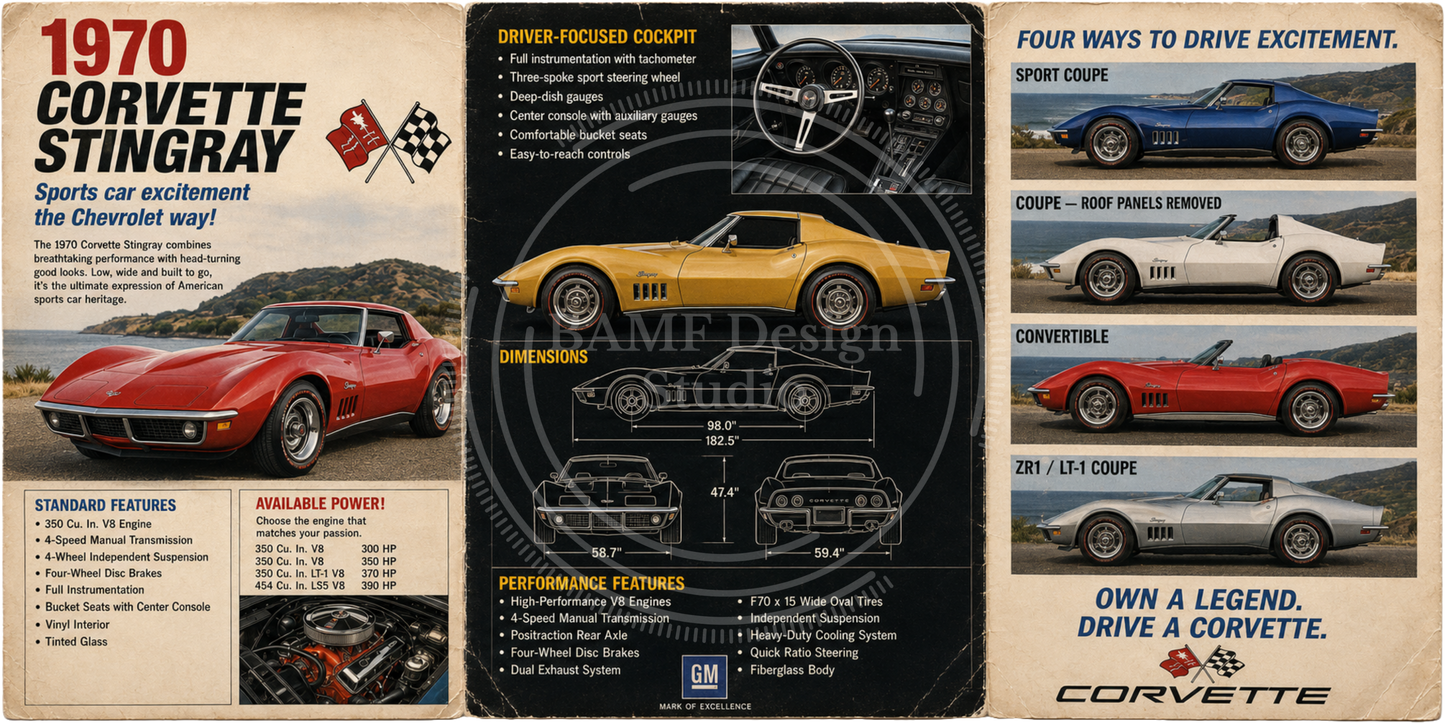 1970 Stingray Corvette | DeskScape Workstation Mat | Automotive Collection