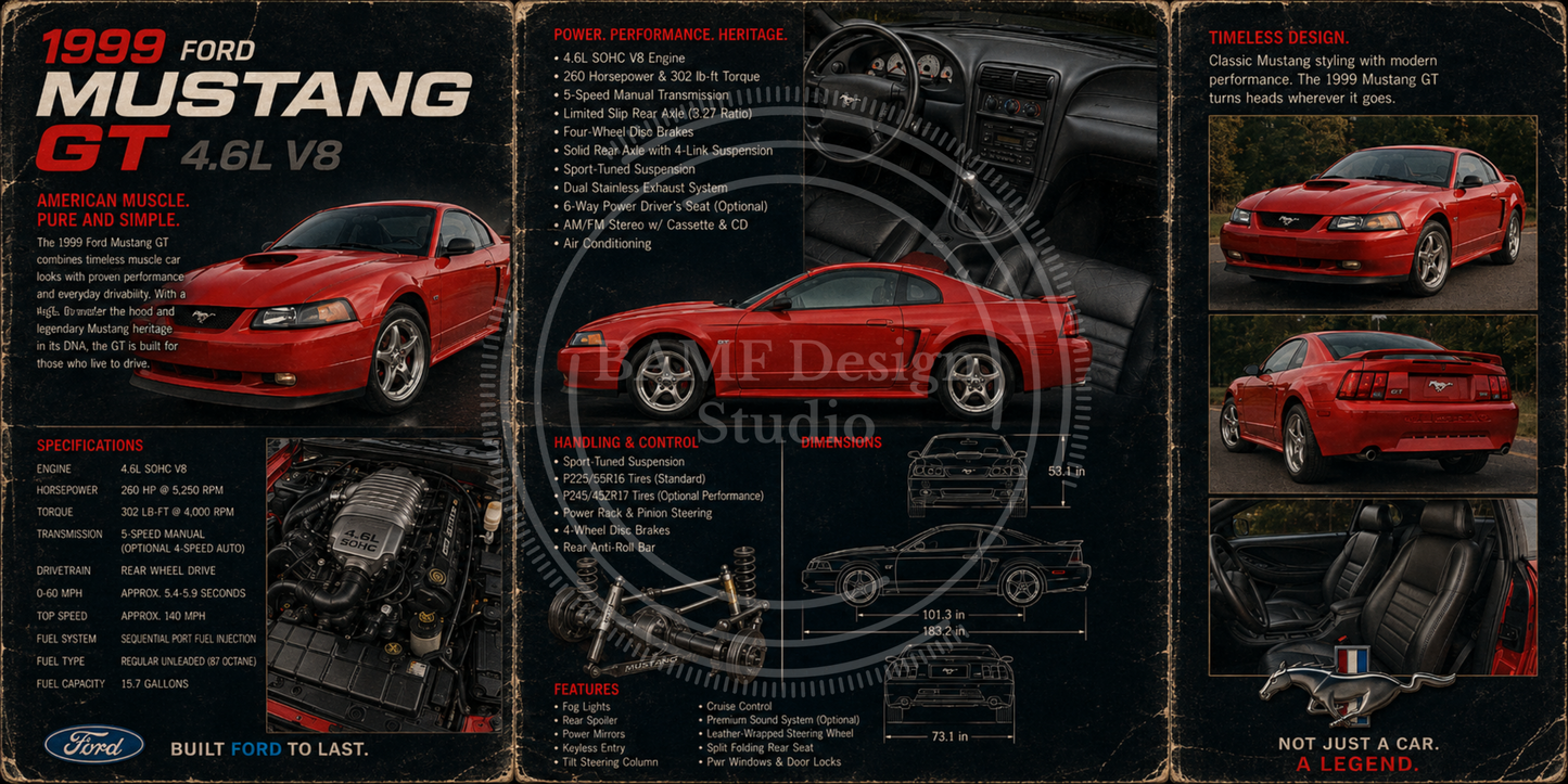 1999 Ford Mustang GT | DeskScape Workstation Mat | Automotive Collection