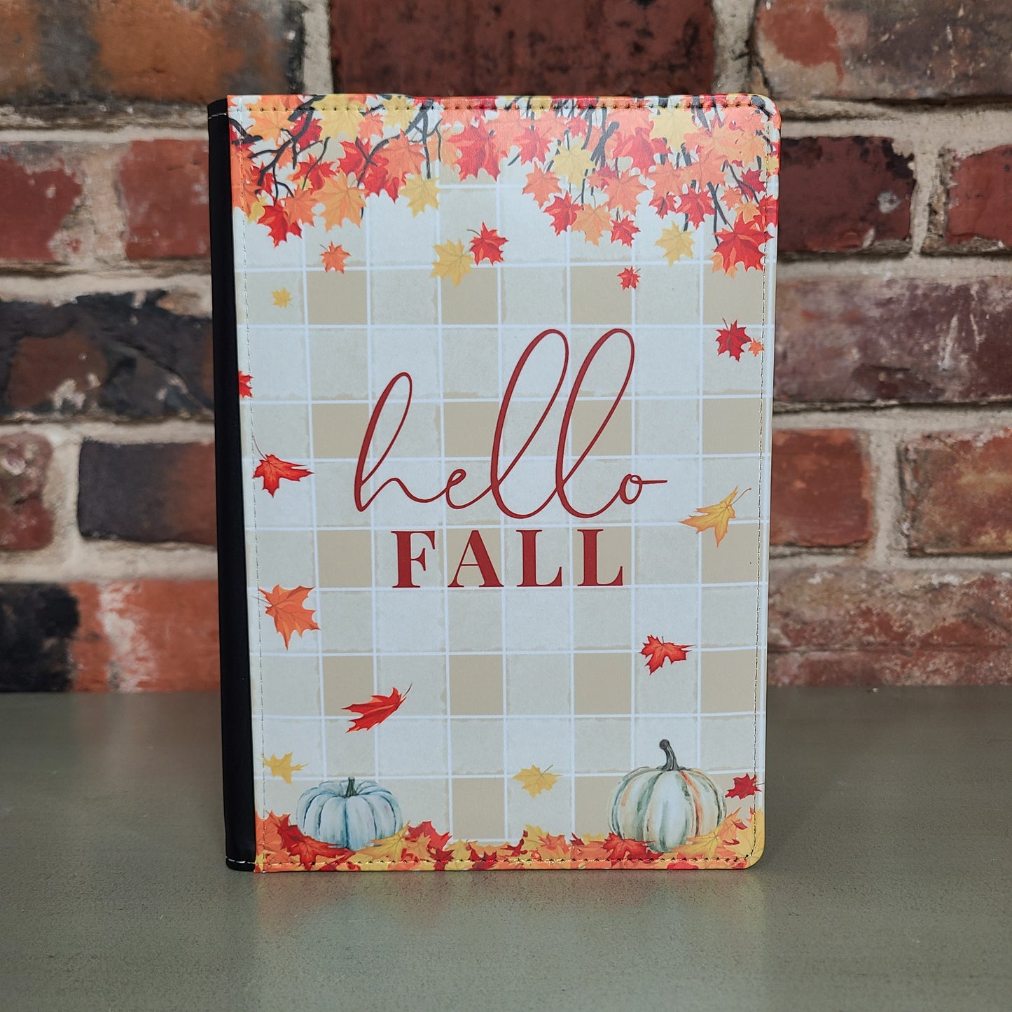 Hello Fall Journal, Autumn Leaves, Plaid Journal