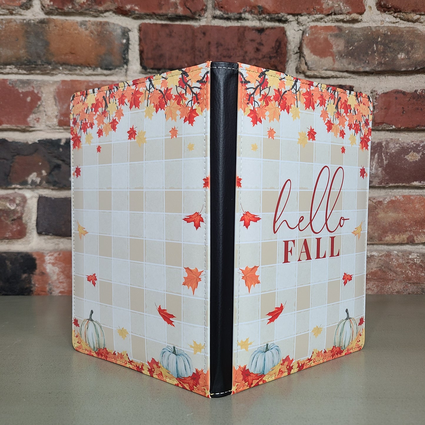 Hello Fall Journal, Autumn Leaves, Plaid Journal