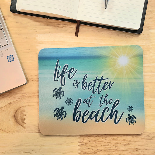 Computer Mousepad Life is Better at the Beach, Office Gift, Desk Accessories, Daily Affirmations