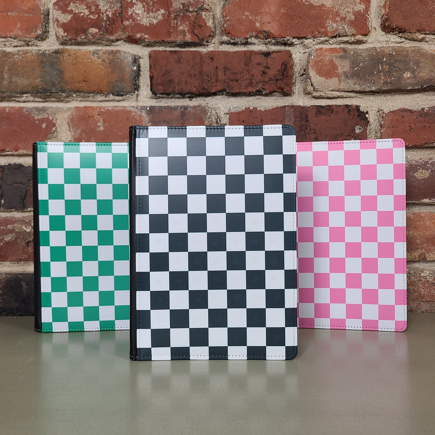 Checkered Retro Journal, Black Checkered, Pink Checkered, Green Checkered