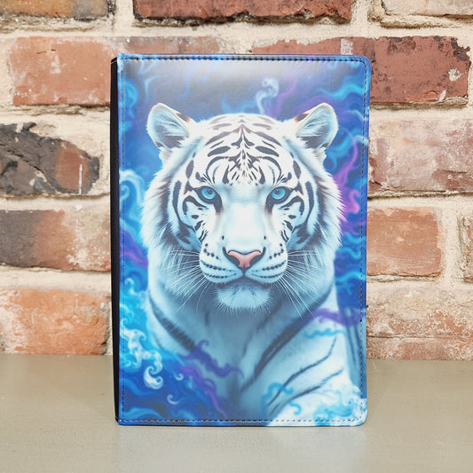 White Tiger Journal, Vibrant Blue and Purple Notebook
