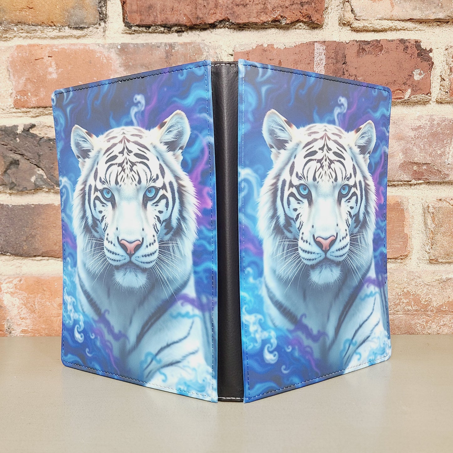 White Tiger Journal, Vibrant Blue and Purple Notebook