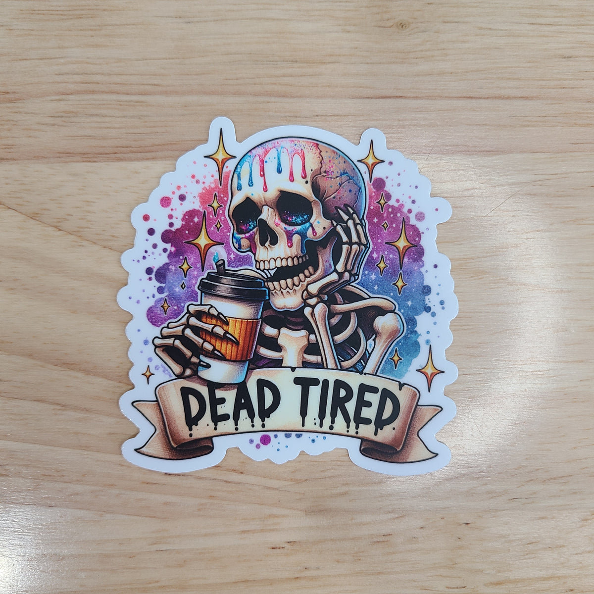 Dead Tired Skeleton Sticker – BAMF Design Studio