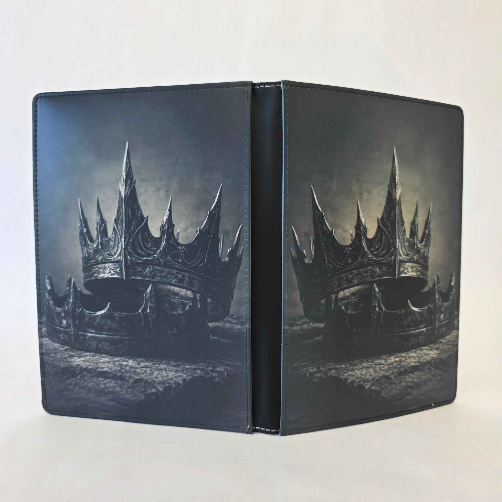 Journal cover with a detailed iron crown design on front and back cover.