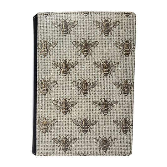 Gold Foiled Bees on Burlap Journal