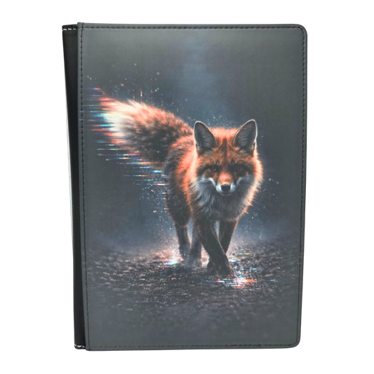 Notebook with a fox design on a dark background
