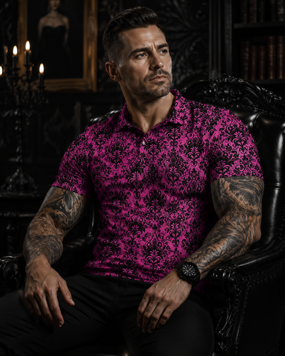 Vixen Damask | FlexFit Polo | Gothic Damask Collection