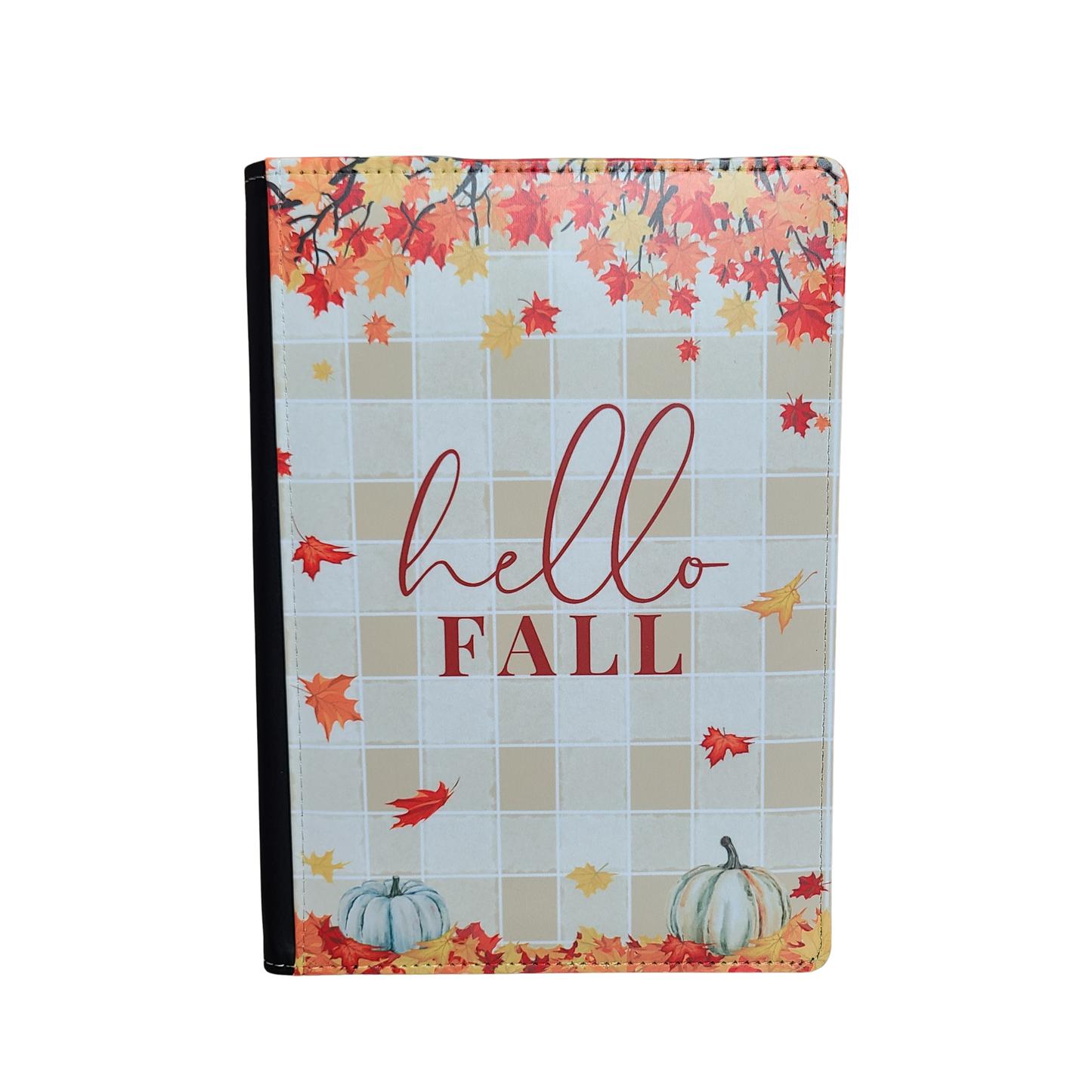 Hello Fall Journal, Autumn Leaves, Plaid Journal