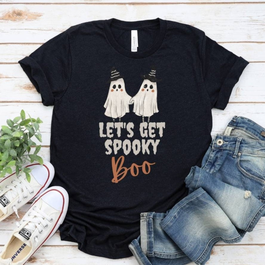 Let's Get Spooky Boo Halloween Shirt, Ghost Shirt, Funny Halloween, Spooky, Fall, Funny Love, Silly Short-Sleeve Unisex T-Shirt