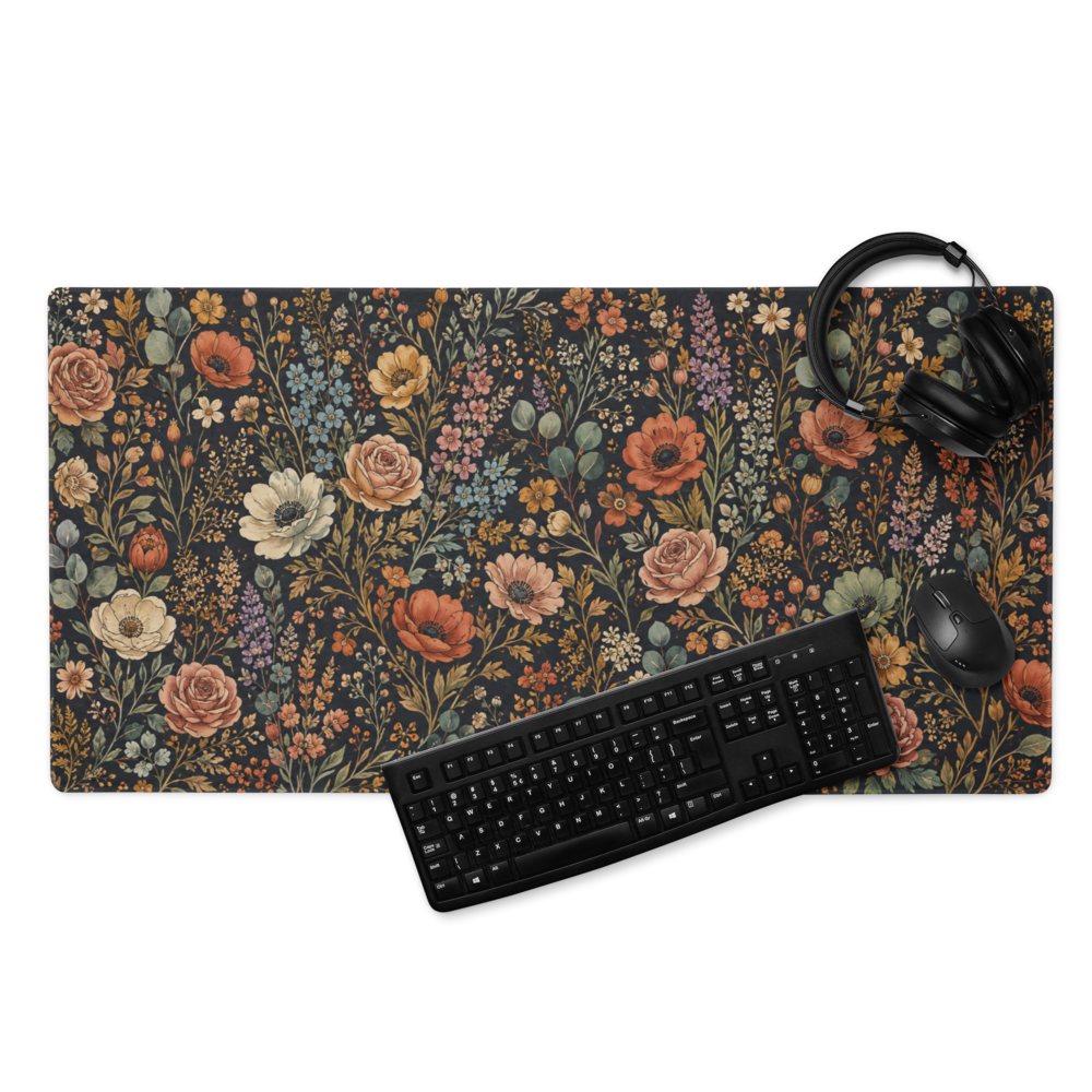Dark Floral Boho DeskScape Workstation Mat
