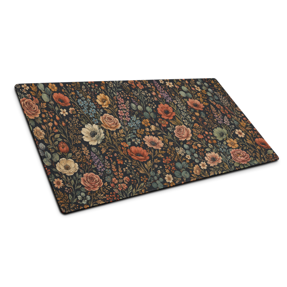 Dark Floral Boho DeskScape Workstation Mat