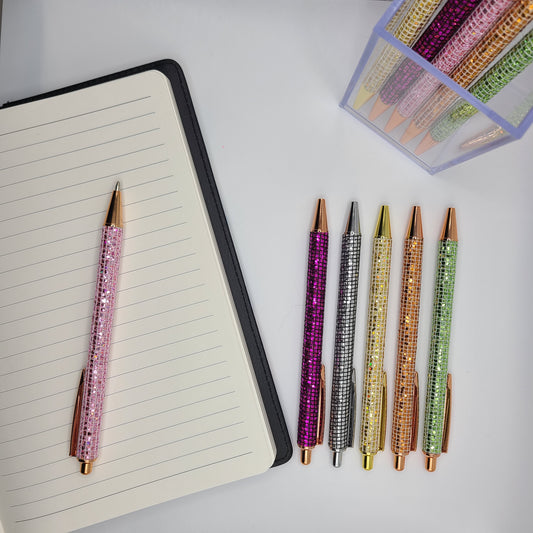 Mirror Glitter Pen, Ballpoint Pen, Writing, Journaling, Disco Ball Texture