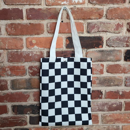 Black and White Checkered Tote Bag