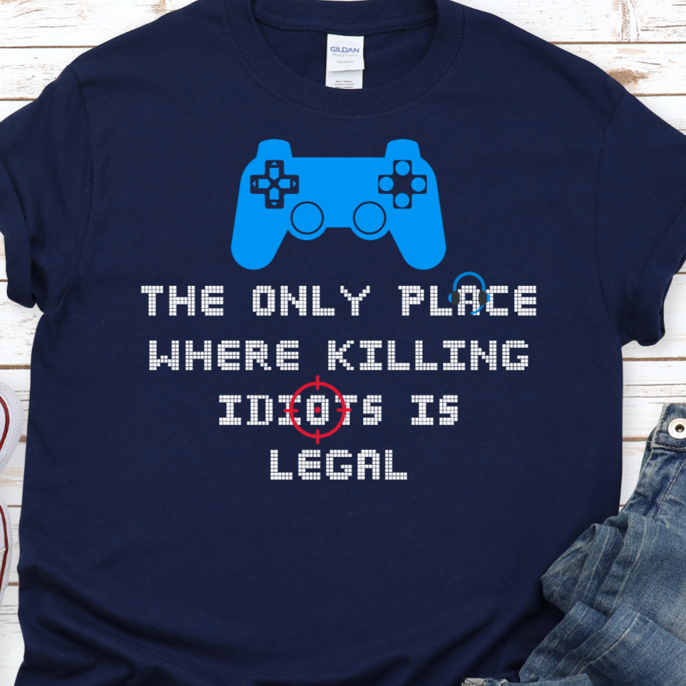 Funny Gamer Shirt, Kill Idiots, Gaming Shirt, Video Game Shirt, Game Controller, Xbox, PS5 Short-Sleeve Unisex T-Shirt