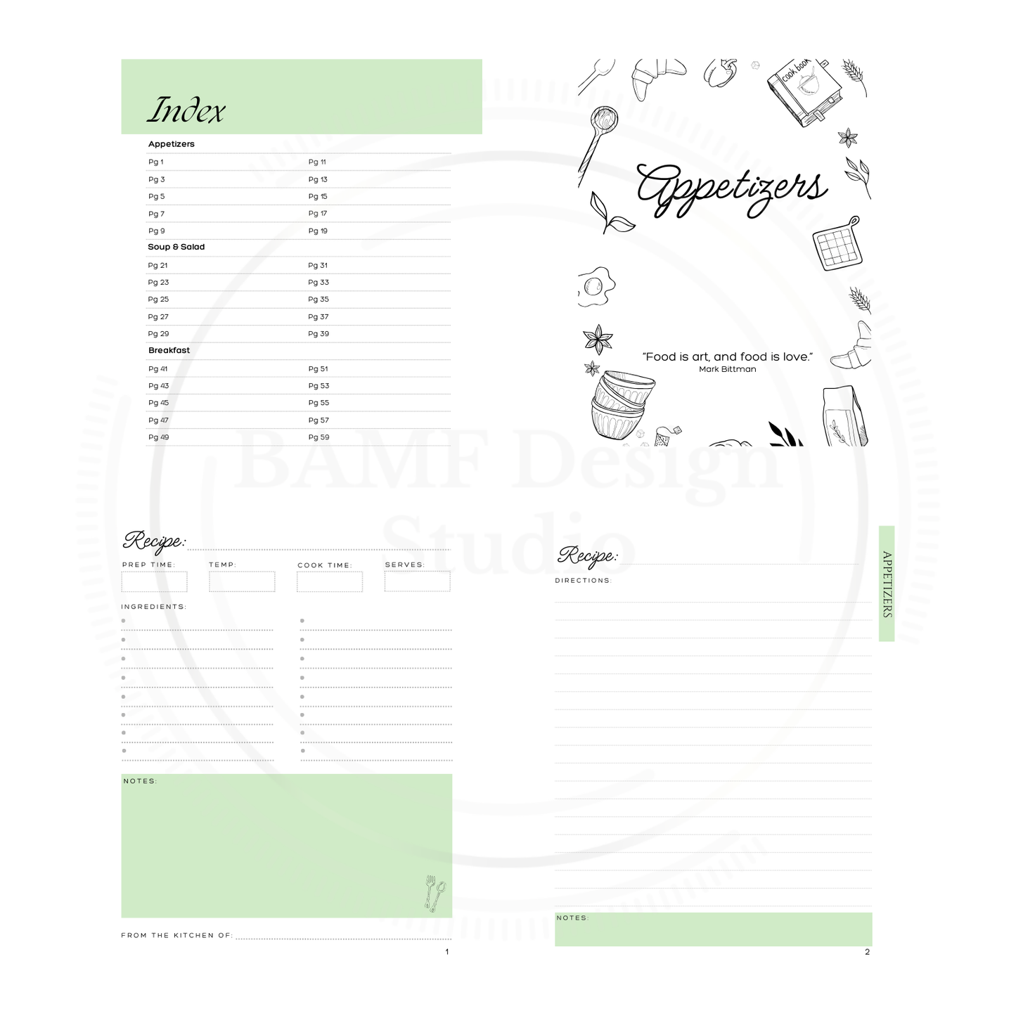 Recipe Book Replacement Pages