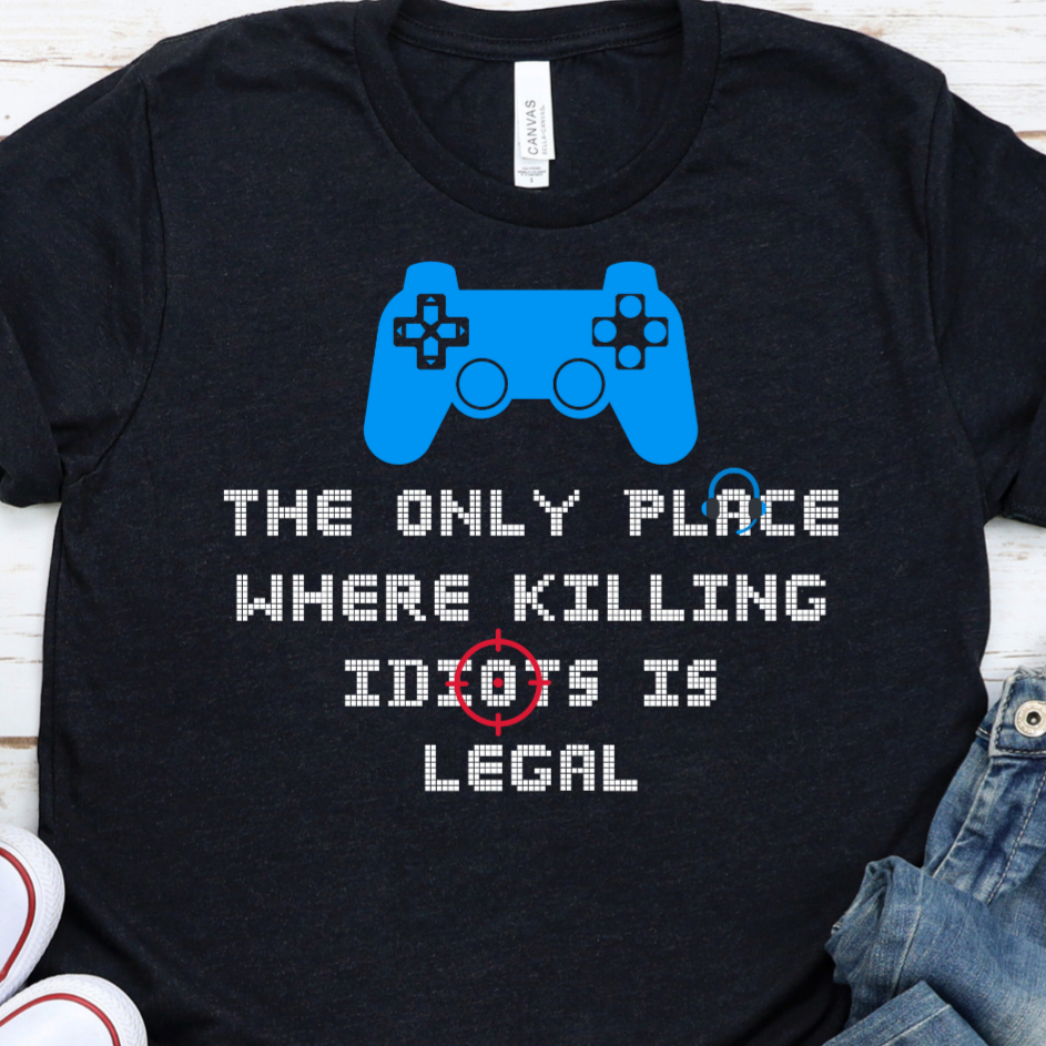 Funny Gamer Shirt, Kill Idiots, Gaming Shirt, Video Game Shirt, Game Controller, Xbox, PS5 Short-Sleeve Unisex T-Shirt