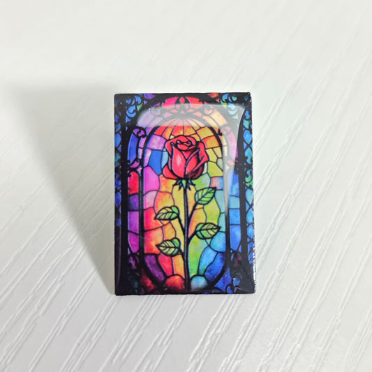 Rose Stained Glass Pin