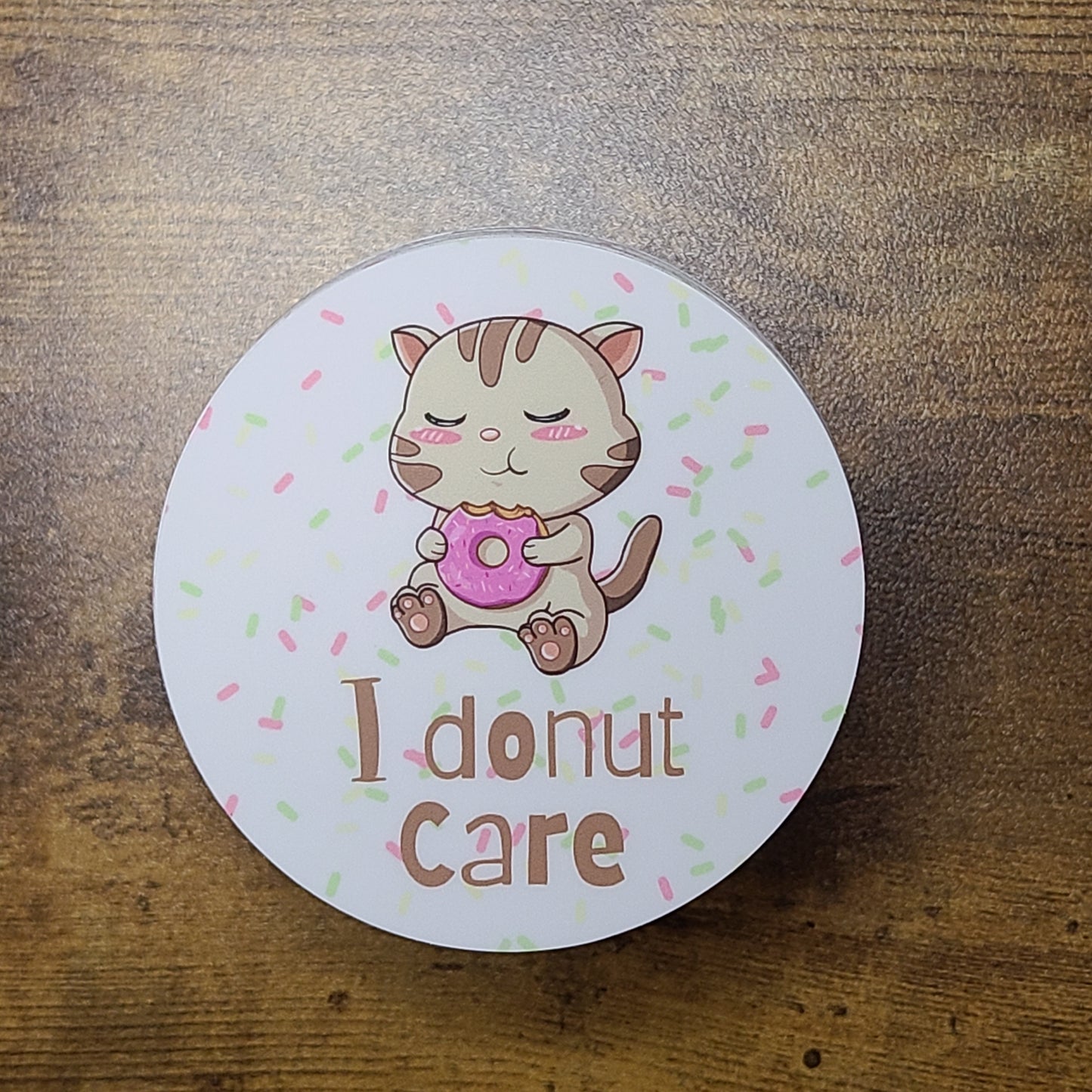 Funny Donut Cat Sticker, Donut Care, Sarcastic Gift, Sprinkles, Cute Sticker