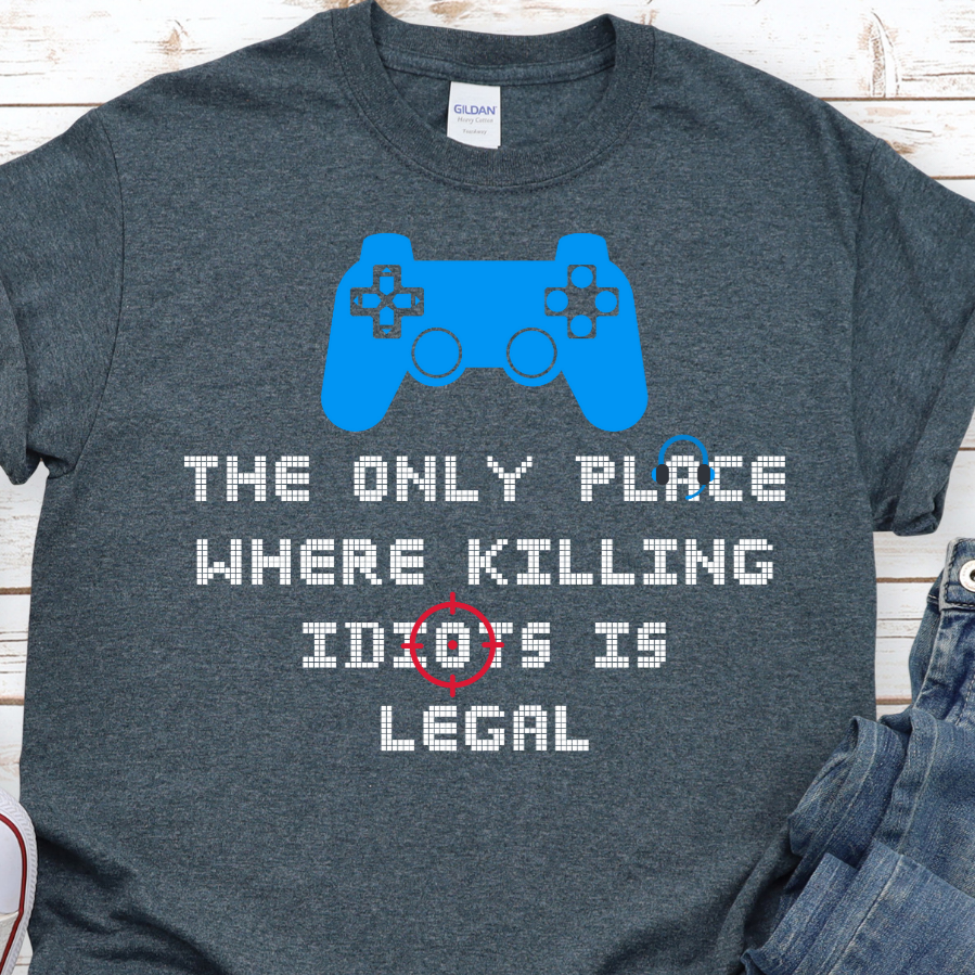 Funny Gamer Shirt, Kill Idiots, Gaming Shirt, Video Game Shirt, Game Controller, Xbox, PS5 Short-Sleeve Unisex T-Shirt