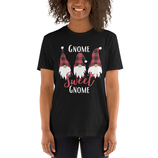 Gnome Sweet Gnome Shirt, Cute Christmas Shirt, Gnome Shirt, Christmas Gnomes, Christmas Plaid, Short-Sleeve Unisex T-Shirt