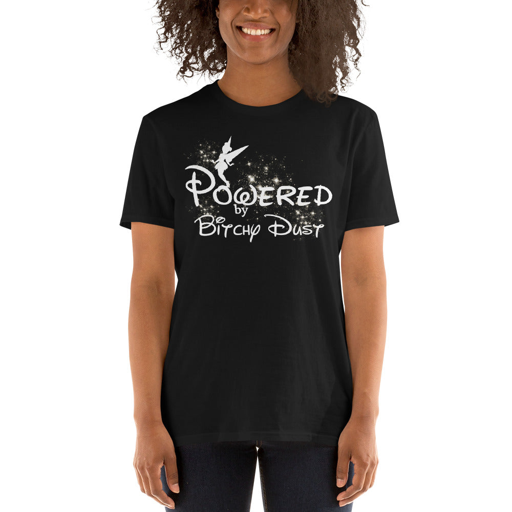 Funny Disney Tinkerbell Shirt, Powered by Bitchy Dust, Pixie Dust, Fairy Shirt, Funny Shirt, Fairies, Short-Sleeve Unisex T-Shirt