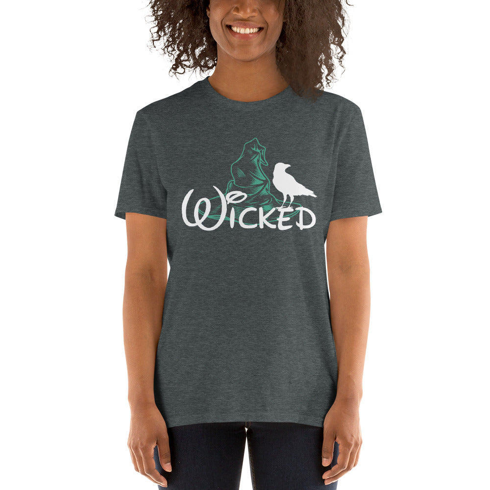 Wicked Halloween, Witch Hat, Black Raven, Wicked Shirt, Villian, Halloween Shirt, Magic, Wizard Short-Sleeve Unisex T-Shirt