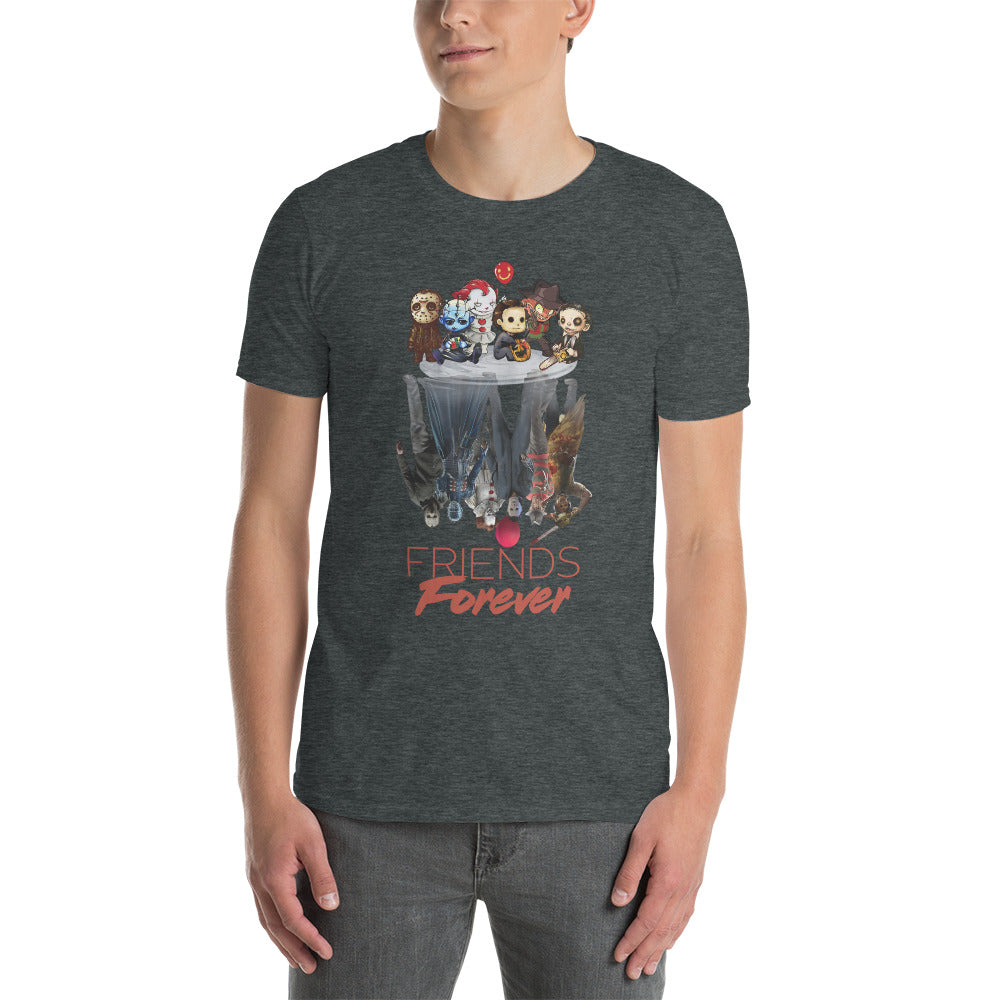 Horror Friends Shirt, Halloween Shirt, Jason Vorhees, Pennywise, IT, Michael Myers, Freddy, Friday the 13th, Chainsaw Short-Sleeve T-Shirt