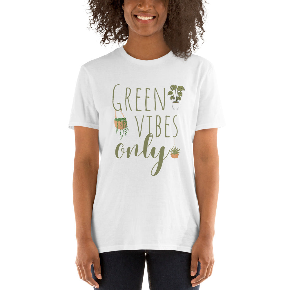 Green Vibes Only, Plant Lover, I Love Plants, Plant Person, Gardener, Green Thumb, Gift for Her Short-Sleeve Unisex T-Shirt