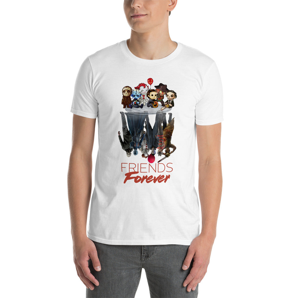 Horror Friends Shirt, Halloween Shirt, Jason Vorhees, Pennywise, IT, Michael Myers, Freddy, Friday the 13th, Chainsaw Short-Sleeve T-Shirt