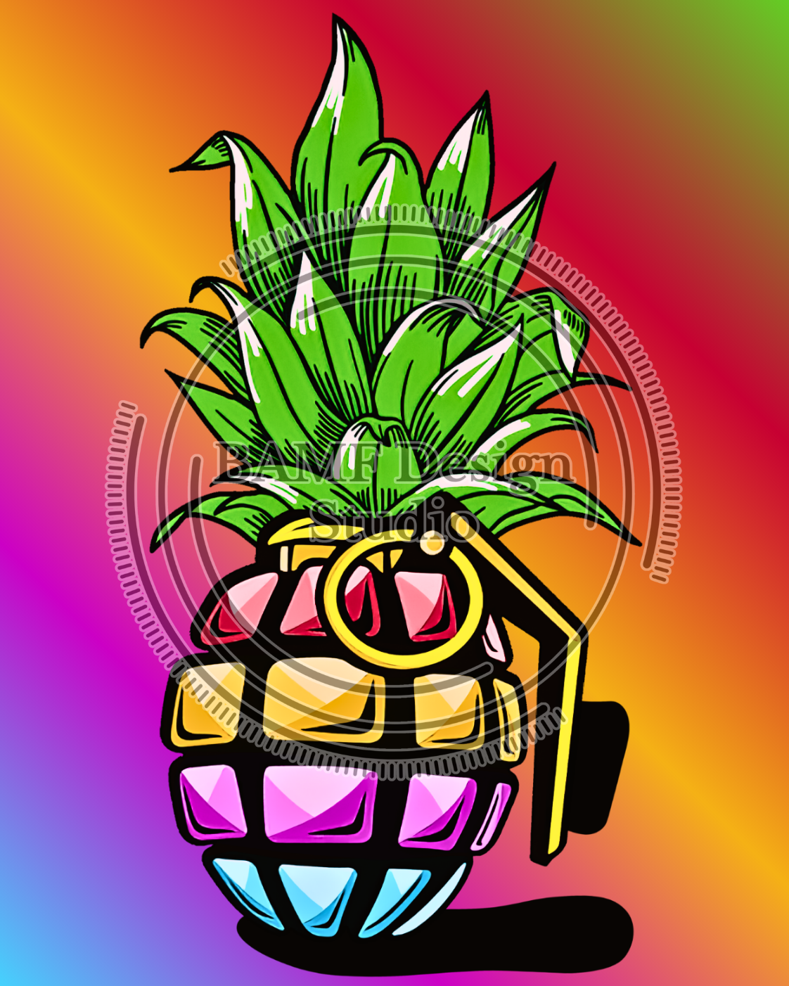 Purple Pineapple Grenade | FlexFit Polo | Pineapple Grenade Collection