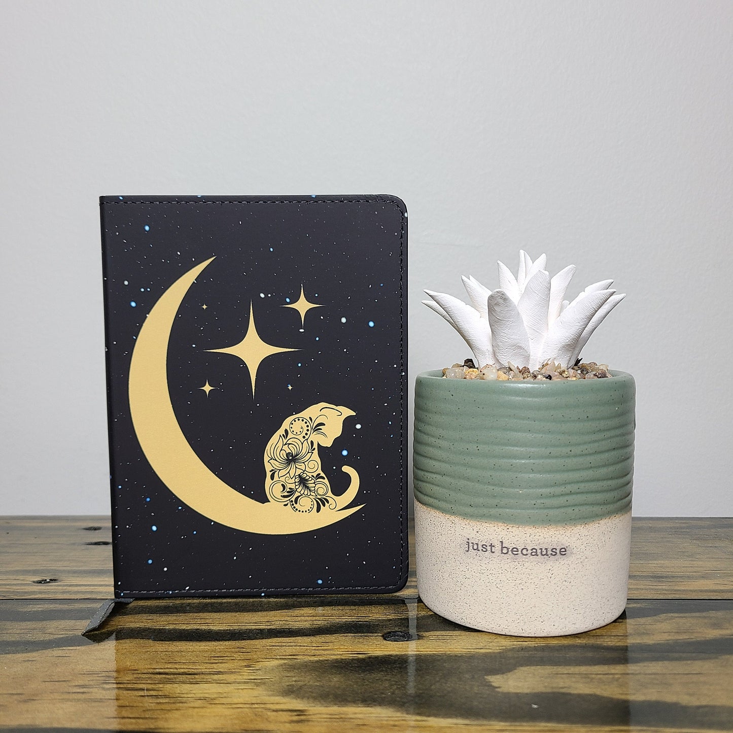 Cat Moon Journal Cat Lover Moonchild, Cat in Space Cute Journal, Moon and Stars, Moon Journal, Diary, Memory Keeper, Sketchbook