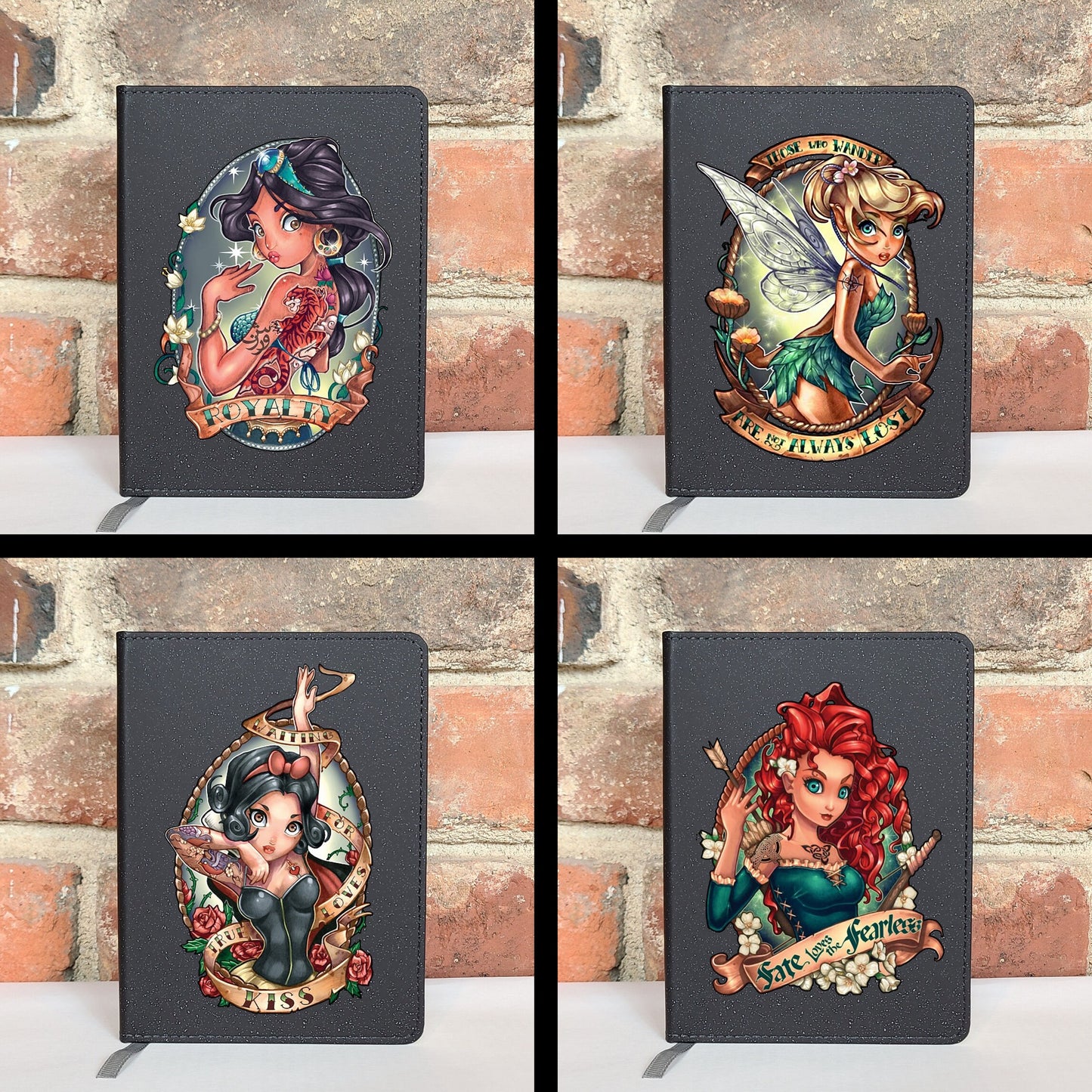 Bad Princess Tatooed Rebel Journal Princess Gift Elsa, Cinderella, Ariel, Tiana, Tinkerbell, Merida, Disney Princess, Goth Diary