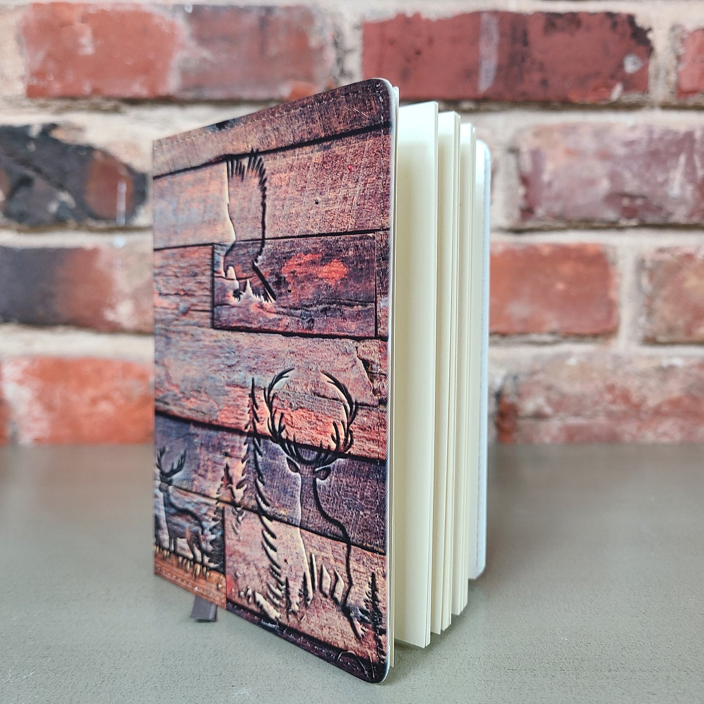 Faux Wood Embossed Journal, Deer Journal, Hunting, Mountains, Outdoor Journal, Nature, Man Journal, Notebook