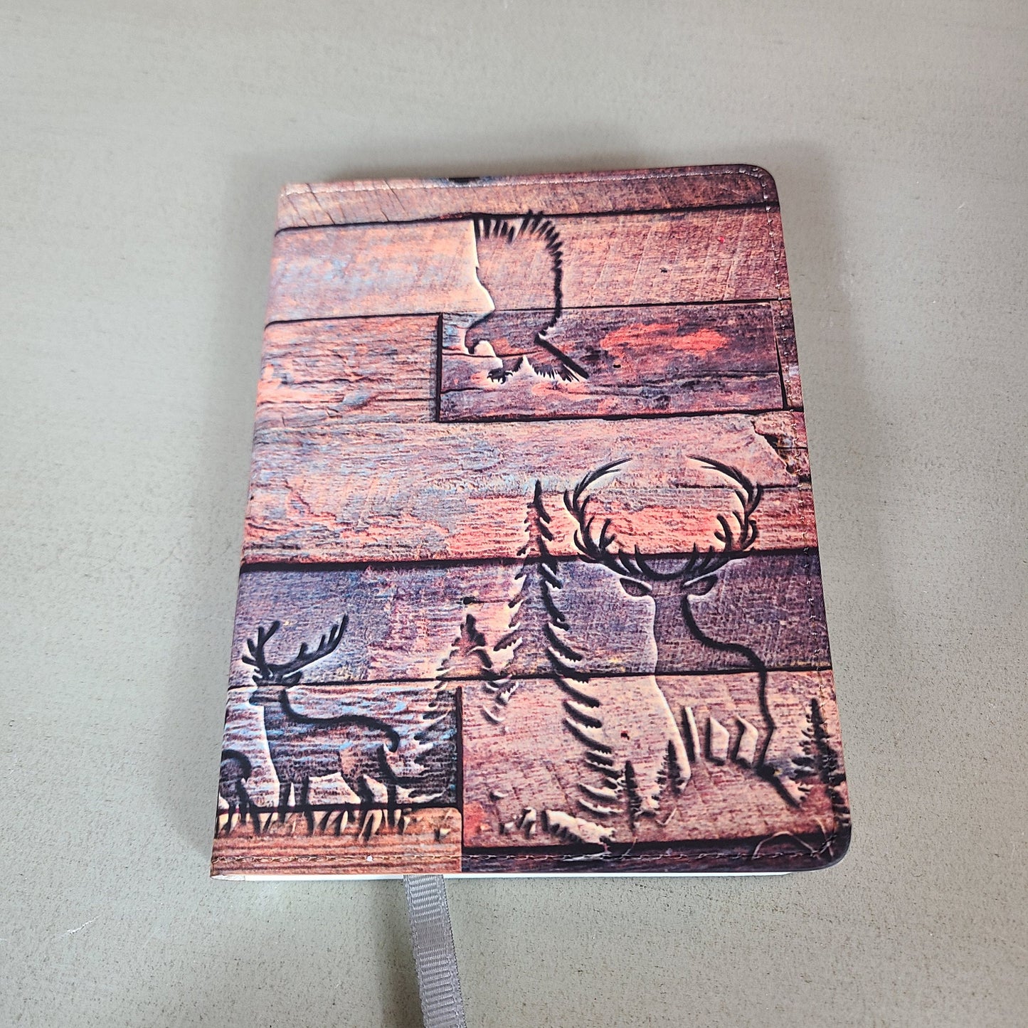 Faux Wood Embossed Journal, Deer Journal, Hunting, Mountains, Outdoor Journal, Nature, Man Journal, Notebook