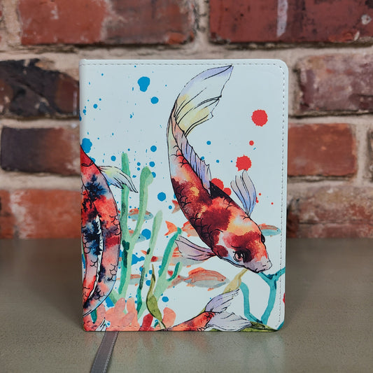 Koi Fish Journal, Watercolor Journal, Fish, Japanese, Koi Pond, Water Garden, Artistic, Pretty Journal, Colorful, Notebook Journal