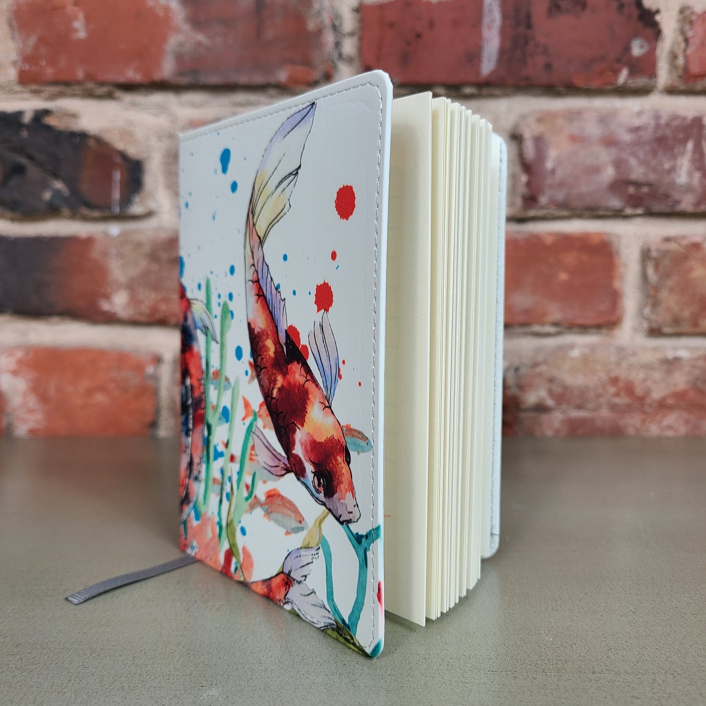 Koi Fish Journal, Watercolor Journal, Fish, Japanese, Koi Pond, Water Garden, Artistic, Pretty Journal, Colorful, Notebook Journal