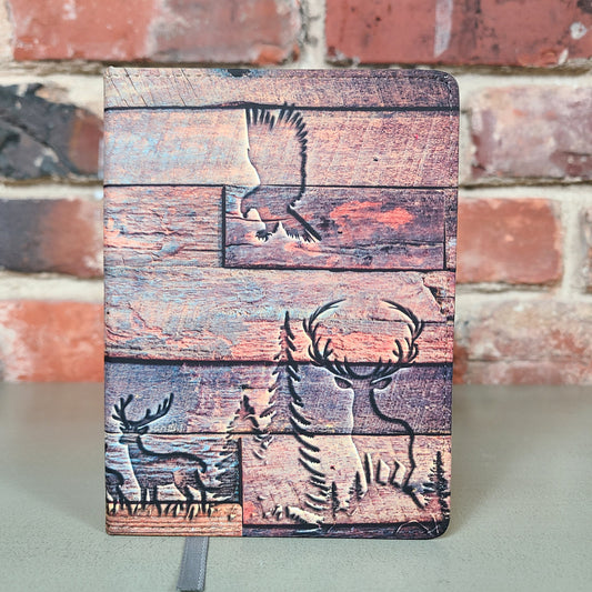 Faux Wood Embossed Journal, Deer Journal, Hunting, Mountains, Outdoor Journal, Nature, Man Journal, Notebook