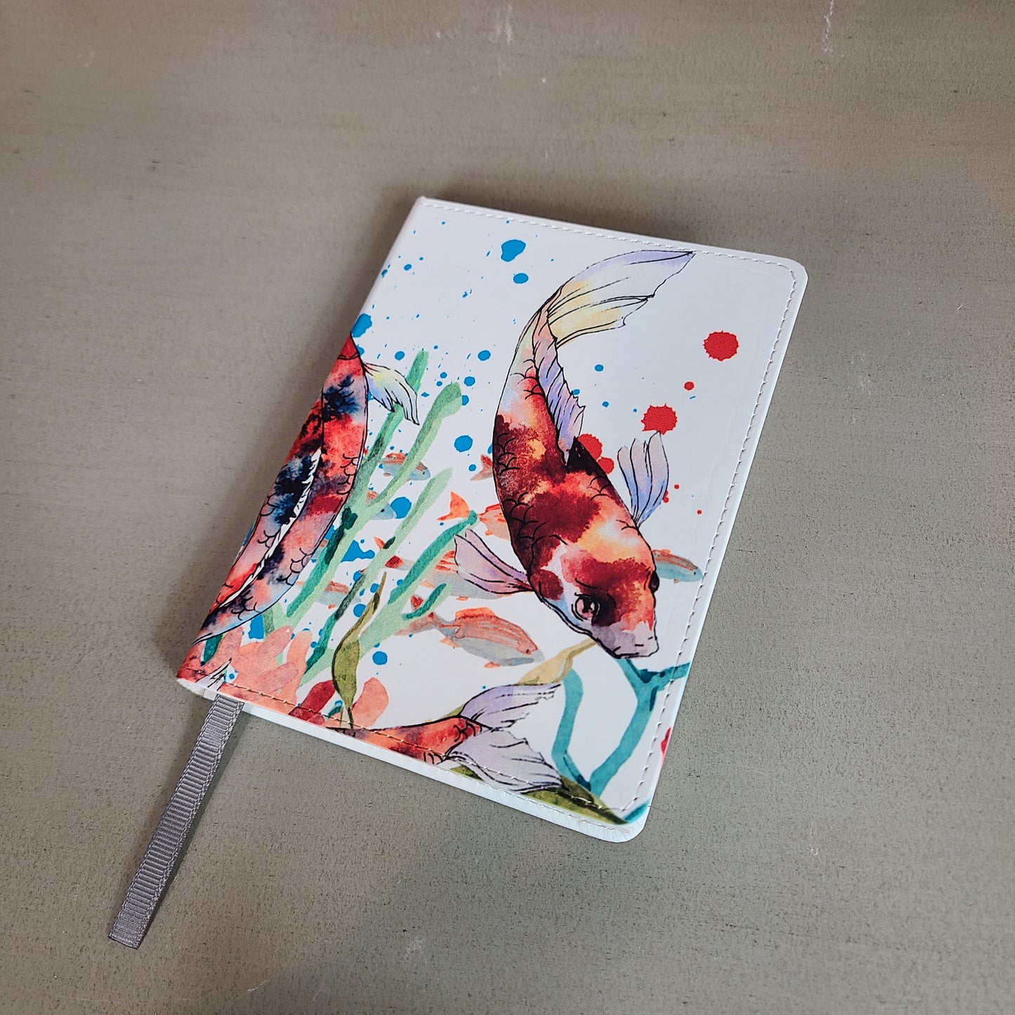 Koi Fish Journal, Watercolor Journal, Fish, Japanese, Koi Pond, Water Garden, Artistic, Pretty Journal, Colorful, Notebook Journal