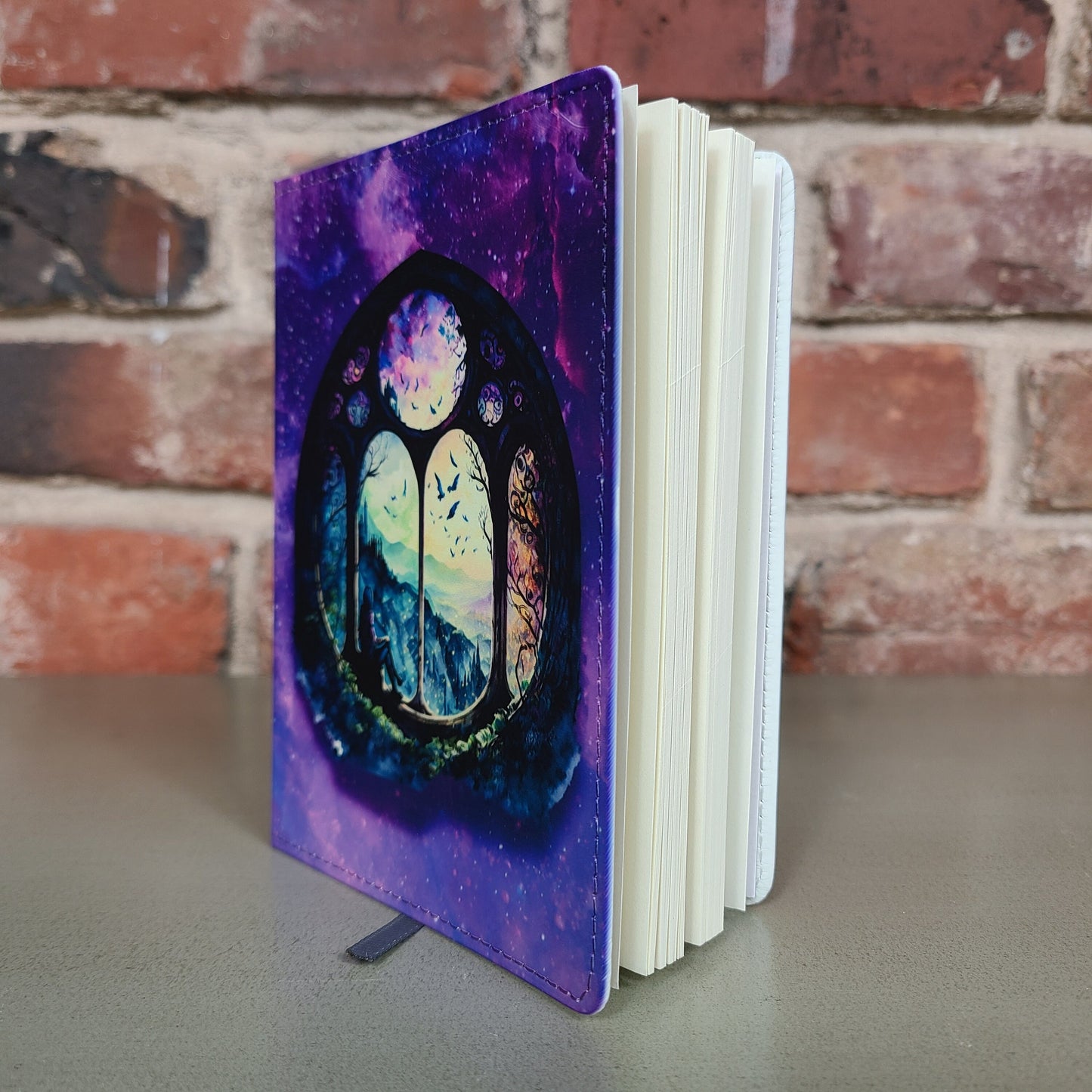 Purple Fantasy Journal Writer Gift Space Castle Window Dream Dreamscape Unique Diary Notebook Journal for Women