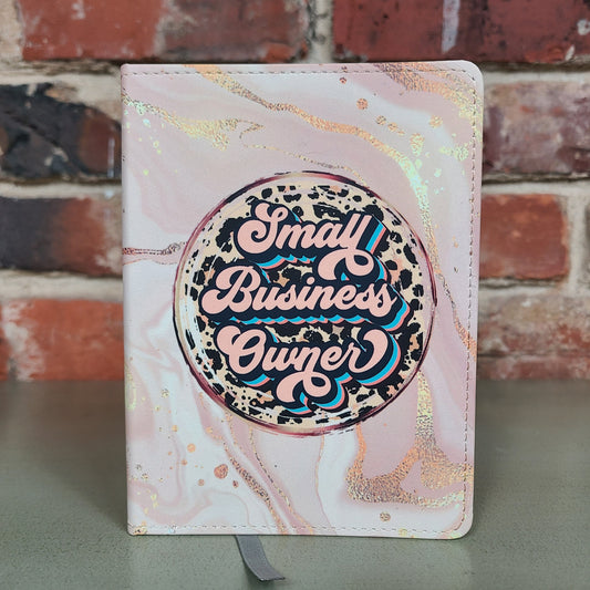 Small Business Owner, Journal for Women, Notebook, Gold Swirl, Entrepreneur, Girl Boss, Success, Pink Swirl, Gift for Her, Self Employed