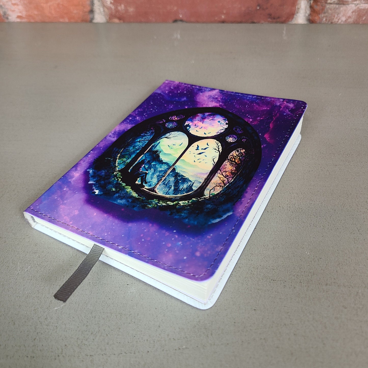 Purple Fantasy Journal Writer Gift Space Castle Window Dream Dreamscape Unique Diary Notebook Journal for Women