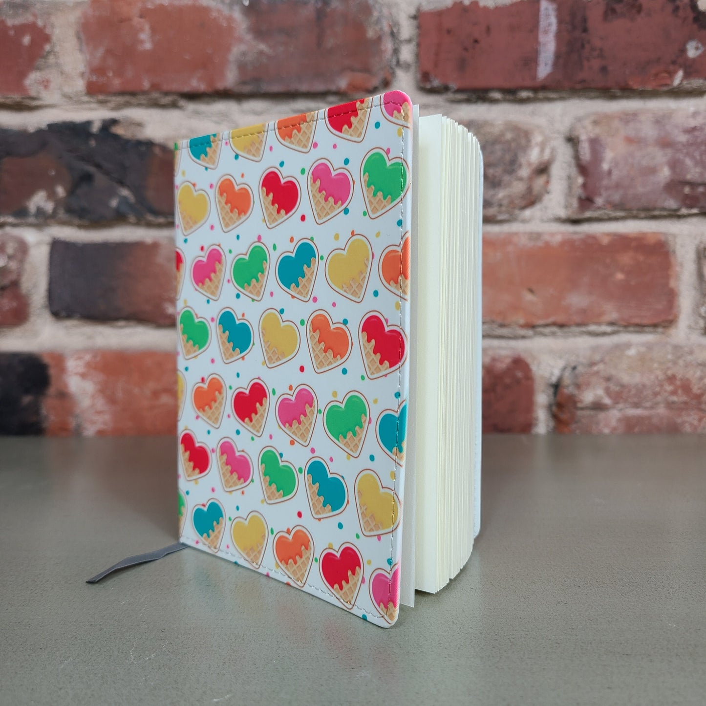 Cute Rainbow Heart Journal, Kid Gift, Colorful Notebook, Pink, Green, Orange, Waffle Cone, Happy Gift, Birthday, Just Because