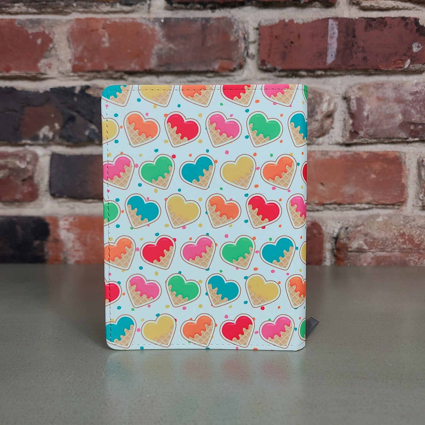 Cute Rainbow Heart Journal, Kid Gift, Colorful Notebook, Pink, Green, Orange, Waffle Cone, Happy Gift, Birthday, Just Because