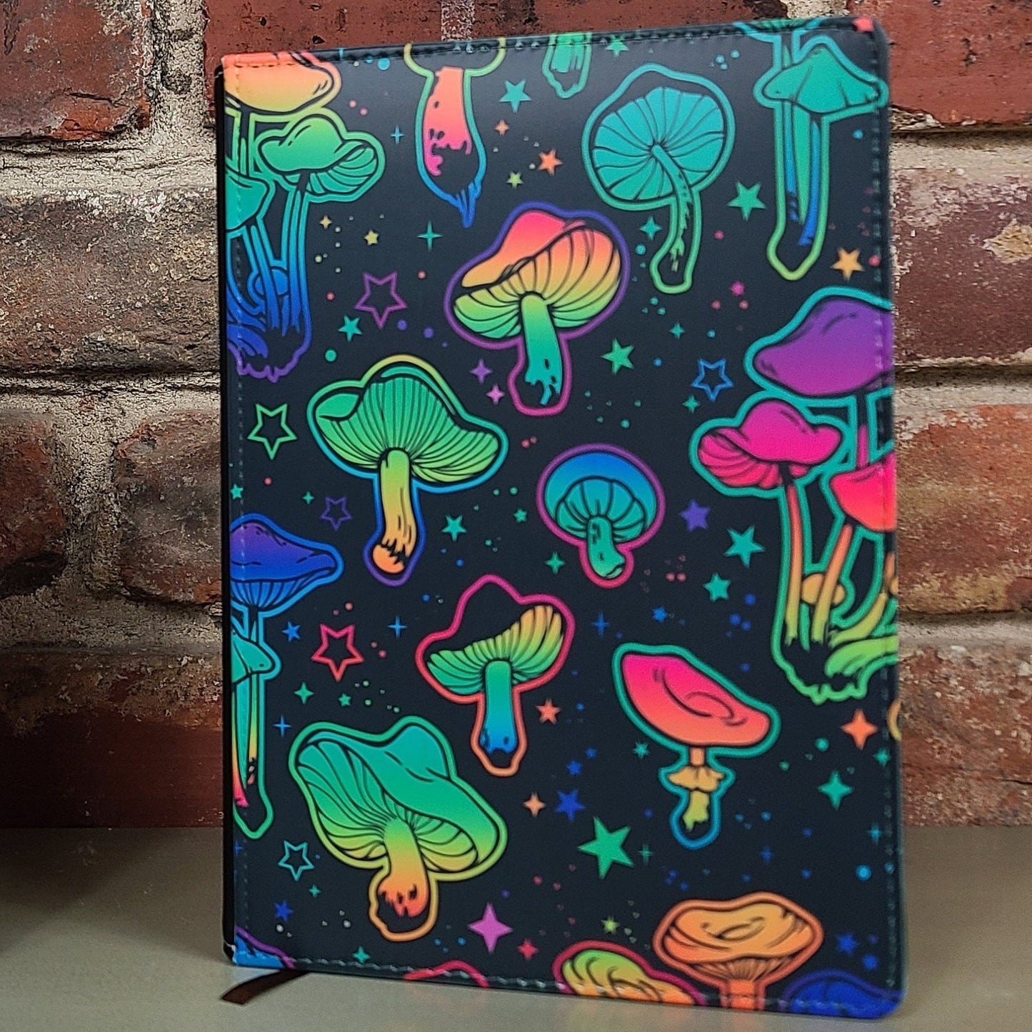 Neon Mushroom Reusable Journal, Psychedelic Fun Colorful Gift for Friend Journal Stationery Lover Birthday Gift